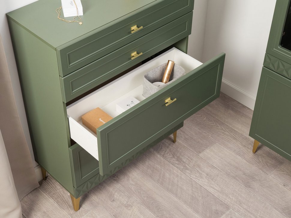 Марион комод 16.249 Дымчатый зеленый / Олива шагрень