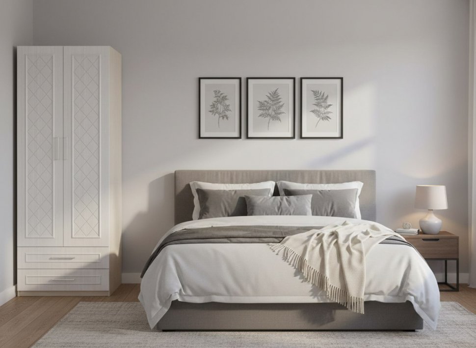 Аллегро 9 шкаф 2-х ств. Роммб / Бодега белая/Сандал белый