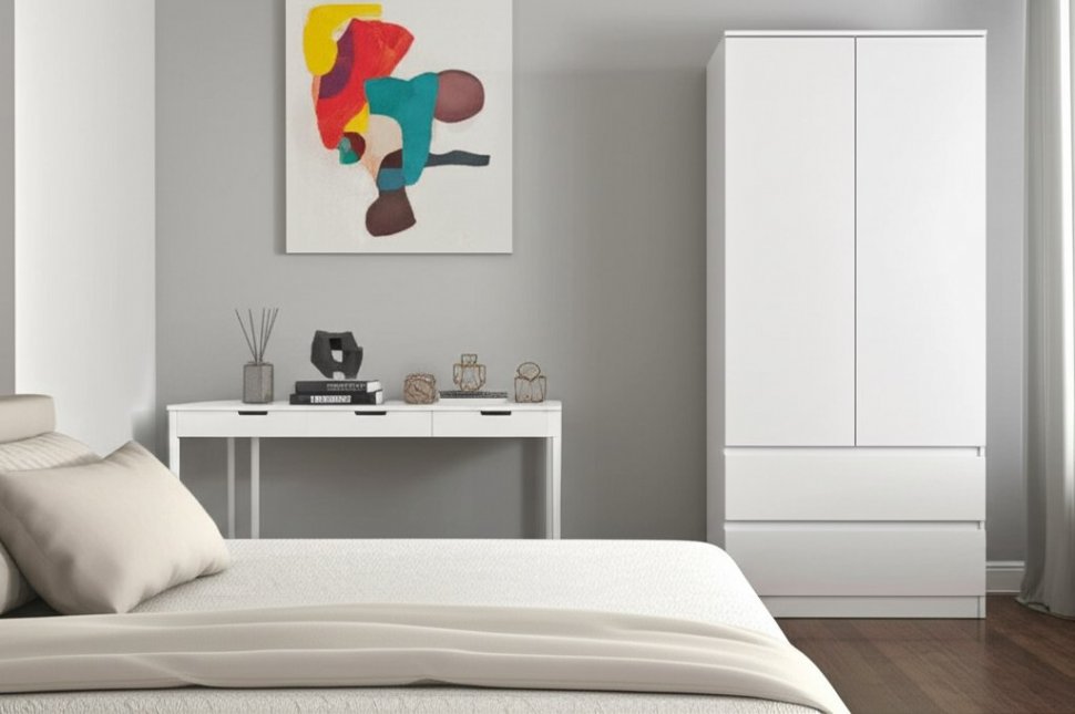 Шкаф двухстворчатый Симпл ШК-03 (БТС) Белый