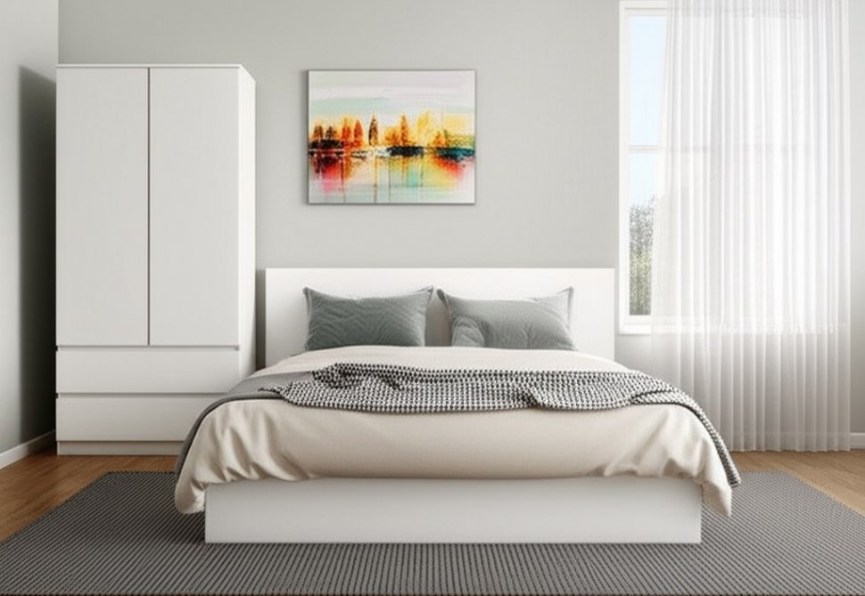 Шкаф двухстворчатый Симпл ШК-03 (БТС) Белый