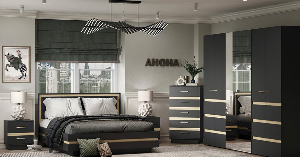 Спальня Анона (Глазов) Антрацит Комплект 2