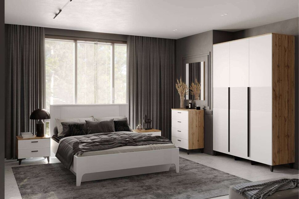 Комод узкий Белла, Дуб Вотан, Тальк