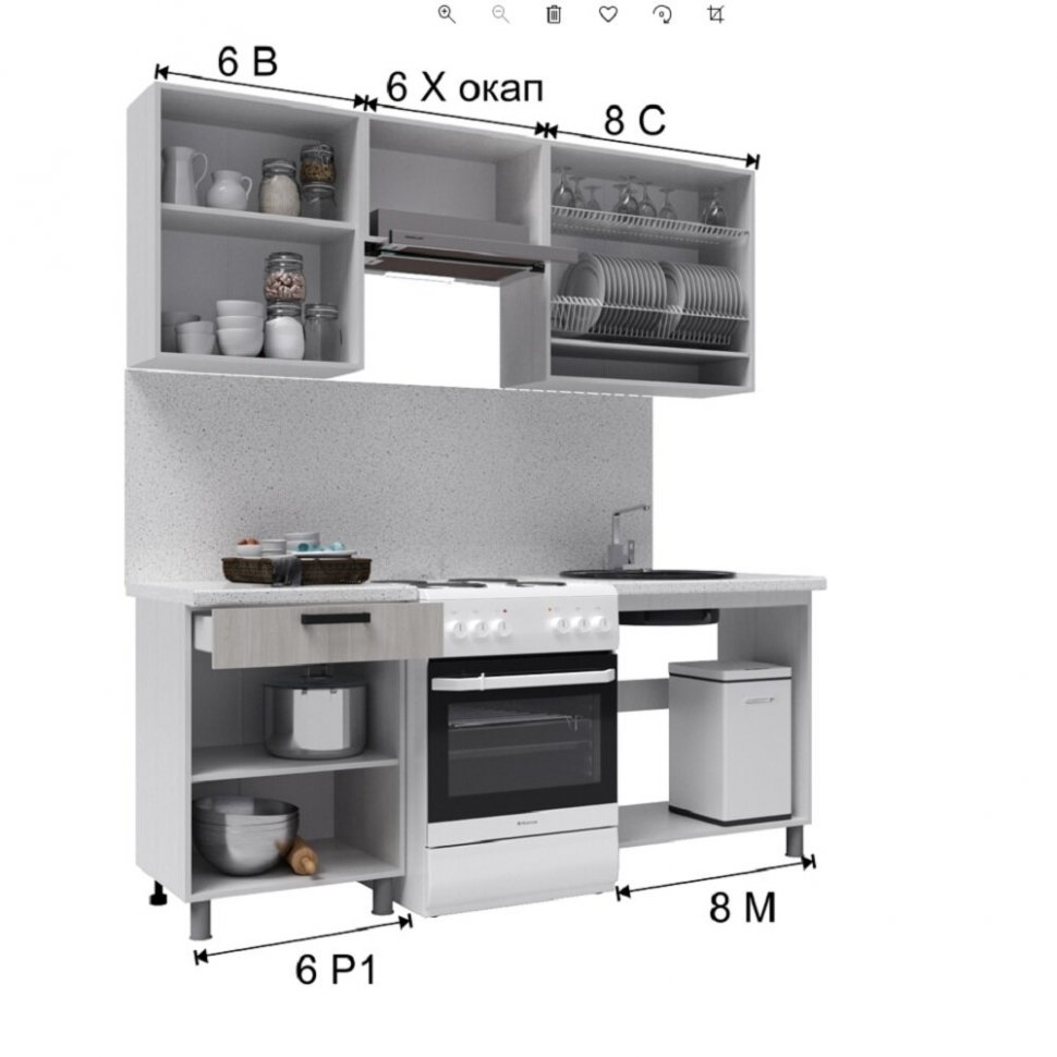 Кухня Танго 2 м с окапом, Белый