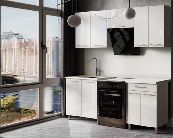 Кухня Танго 2 м с окапом, Белый