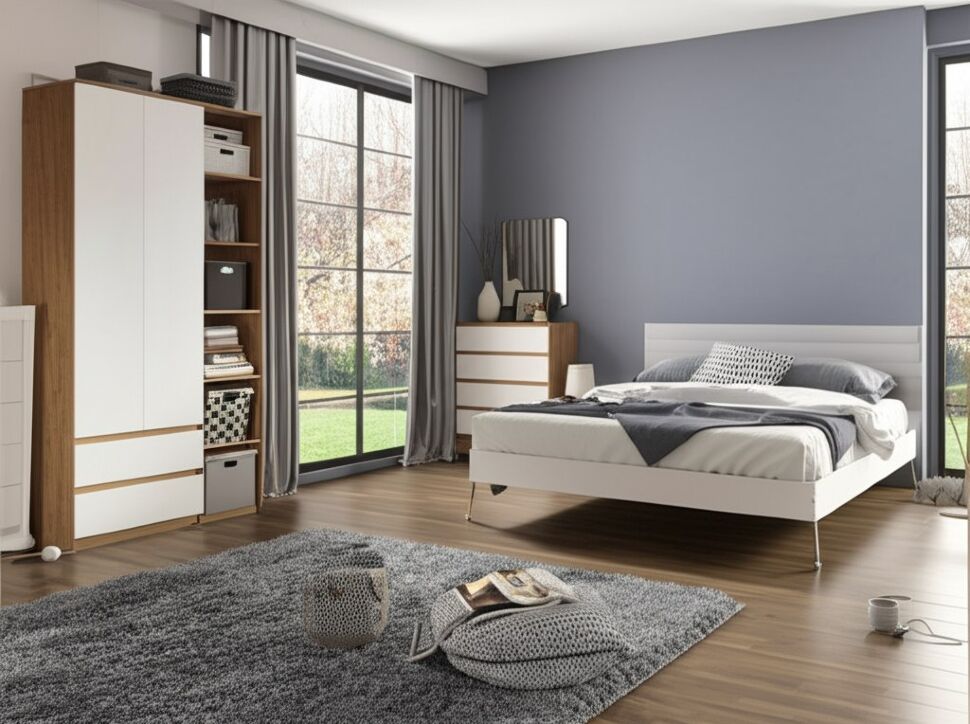 Шкаф для одежды и белья Денвер, Дуб золотой, Белый