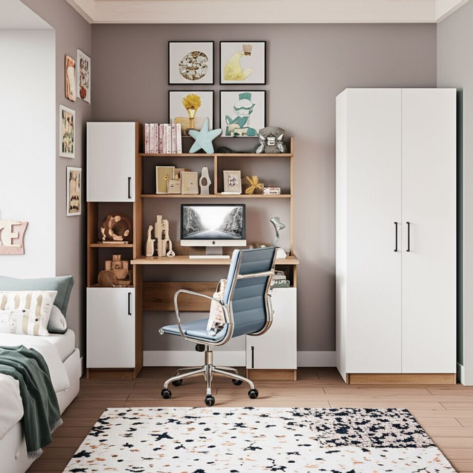 Стол компьютерный СТК 13, Дуб Золотой, Белый