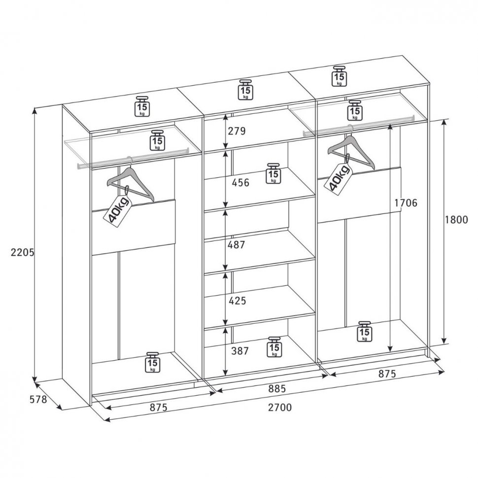 Шкаф 6-створчатый Кара 7 (Глазов)