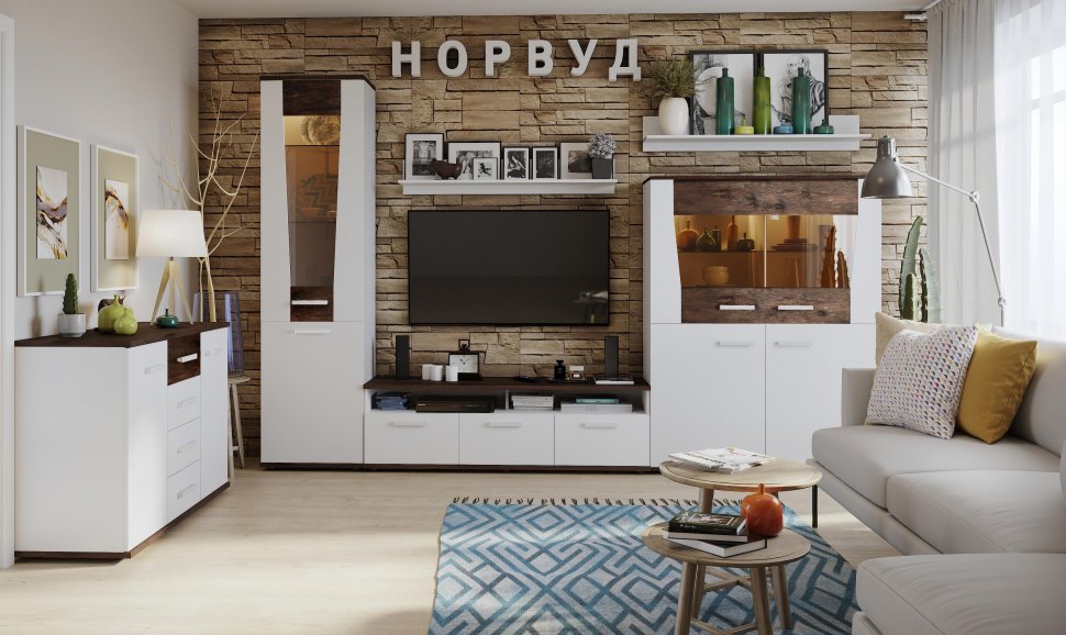 Гостиная Норвуд Глазов-мебель Комплект 1