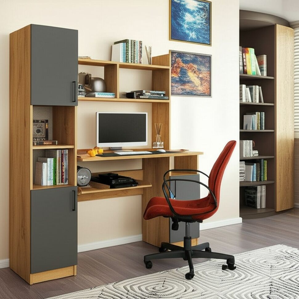 Стол компьютерный СТК 13, Дуб Золотой, Графит