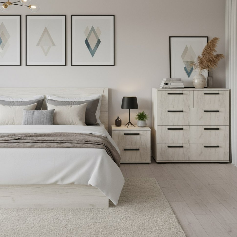 Комод Стандарт-5, Дуб крафт белый