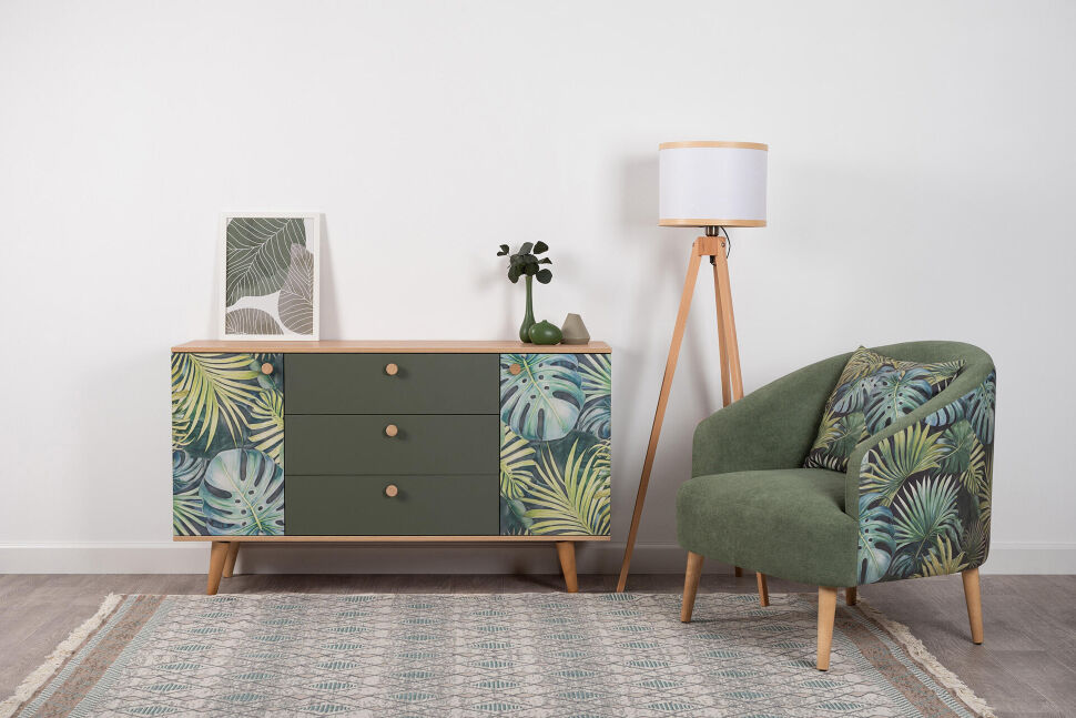 Матиас комод 16.245 Гикори Рокфорд / Дымчатый Зеленый