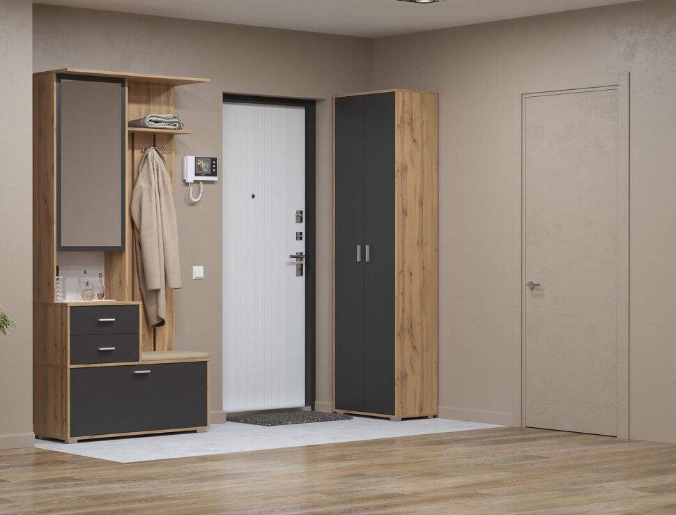 Антре шкаф 65.07 Дуб золотой / Диамант серый