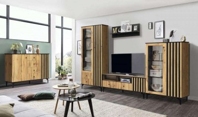 Модульная гостиная Либерти 1 (опора h150) Дуб вотан/Черный