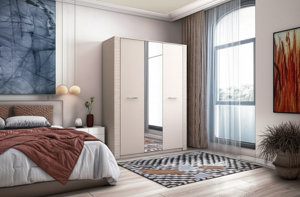 Шкаф трехстворчатый Калипсо, Бежевый