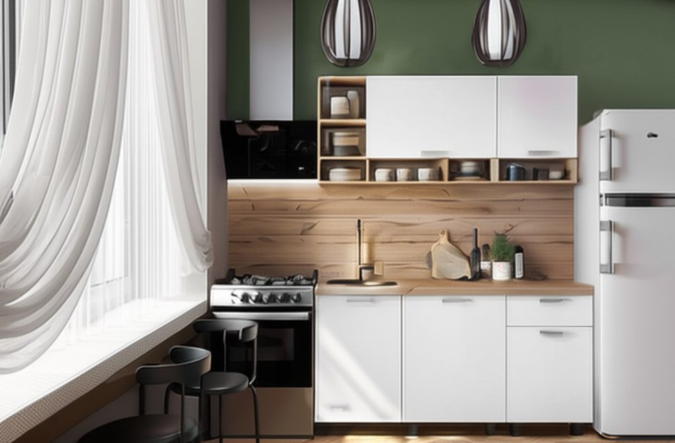 Кухня Вика 1,6 м, Крафт, белый