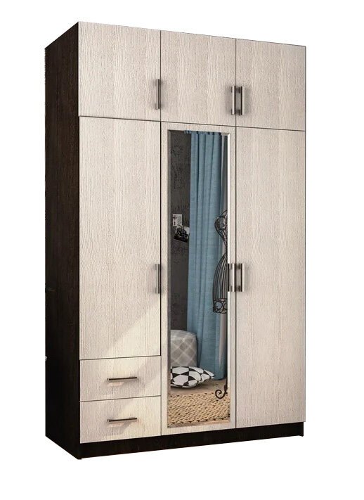 Шкаф с ящиками, антресолями, зеркалом (BTS) Венге, Лоредо