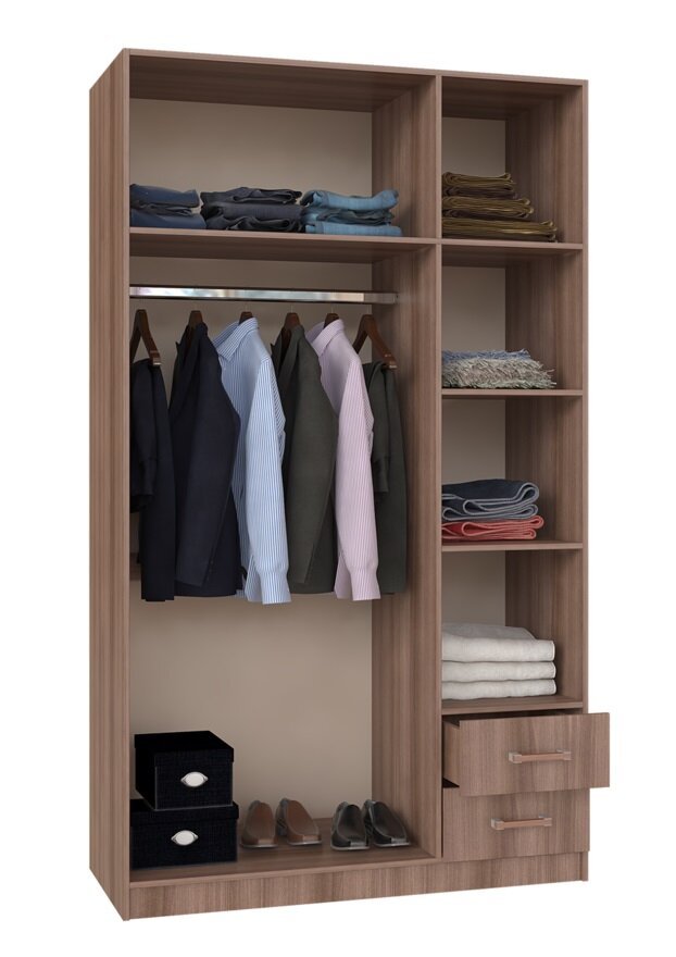 Шкаф с ящиками, антресолями, зеркалом (BTS) Венге, Лоредо