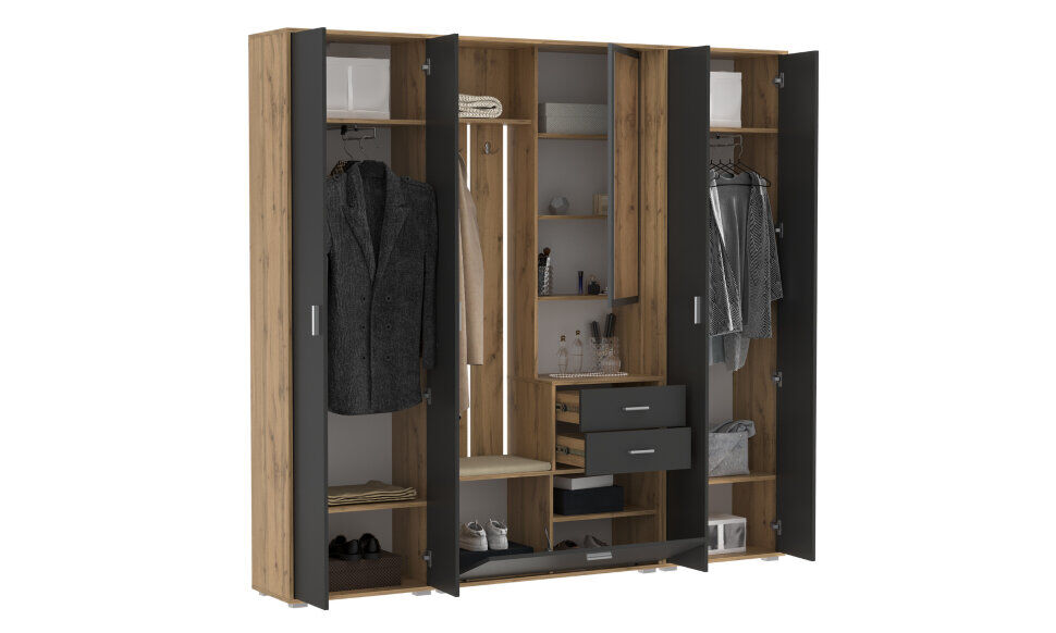 Прихожая модульная Антре 2 Дуб вотан / Диамант серый