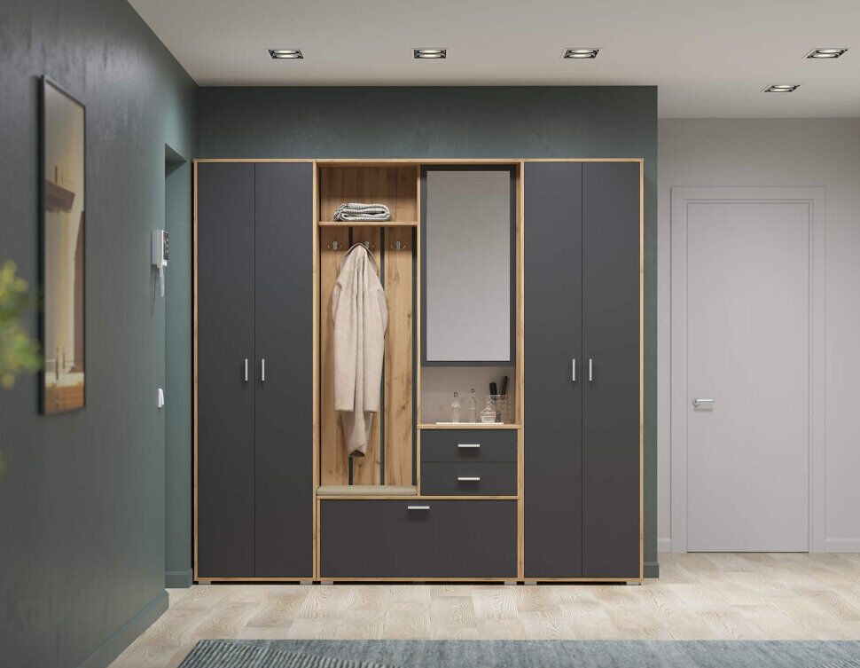 Прихожая модульная Антре 2 Дуб вотан / Диамант серый