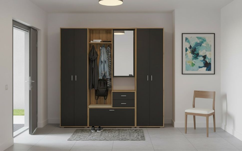 Прихожая модульная Антре 2 Дуб вотан / Диамант серый