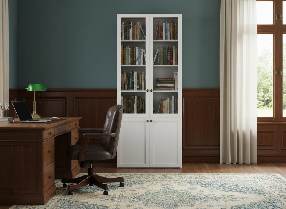 НМ 041.88 Шкаф витрина Орлеан Белый