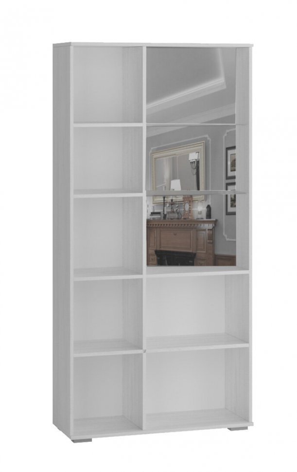 Шкаф с полками и витриной Ливорно ЛШ-6 (Домани) Ясень Анкор светлый