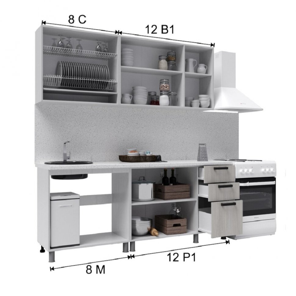 Кухня Танго 2 м, Белый