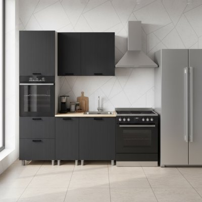 Кухня Аленушка 1,6 м ПД Лотос Сталь,скоба антрацит,сонома