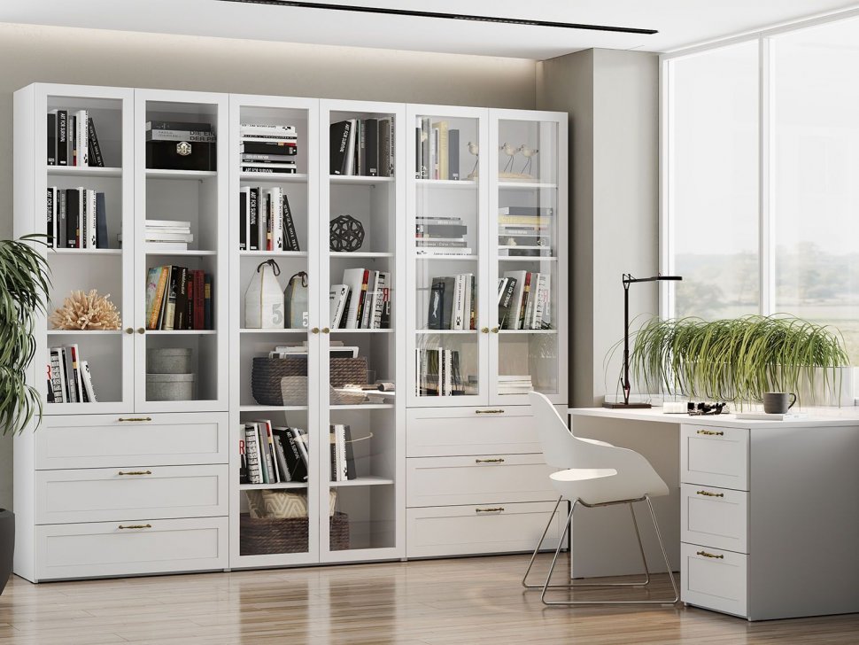 НМ 041.90 Шкаф витрина Орлеан Белый