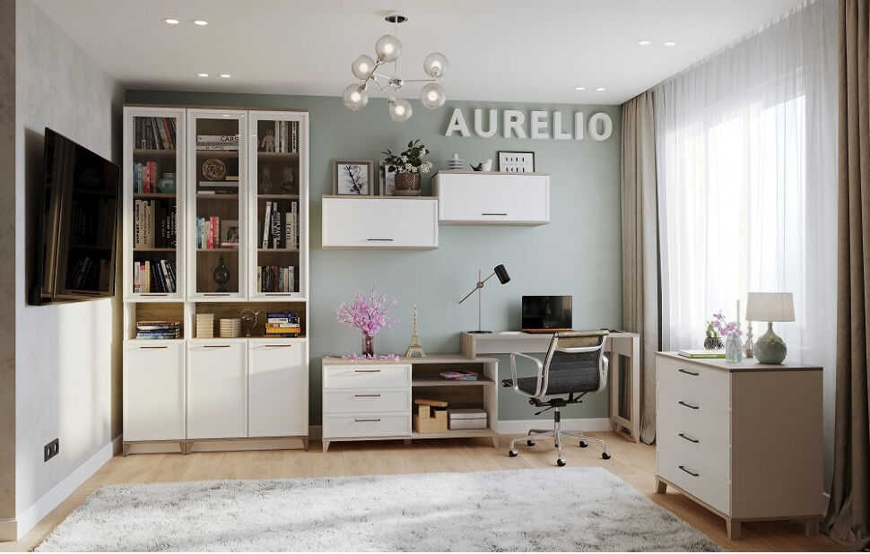 Шкаф навесной Аурелио 4 (Глазов) Белый