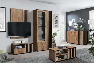 Модульная гостиная Либерти 3 (опора h20) Дуб вотан/Черный