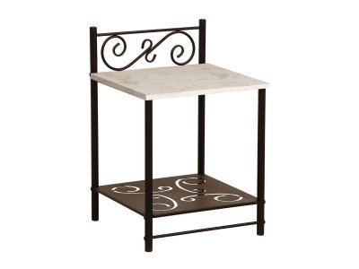 Тумба прикроватная 42.42 Ницца Мрамор белый/металл черный