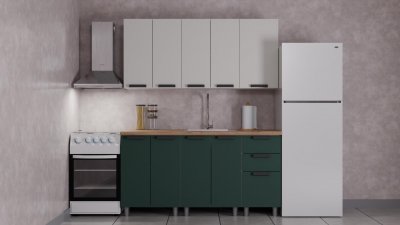 Кухня Аленушка 1,6 м Лаванда Керамика/Изумруд,скоба черный,сонома