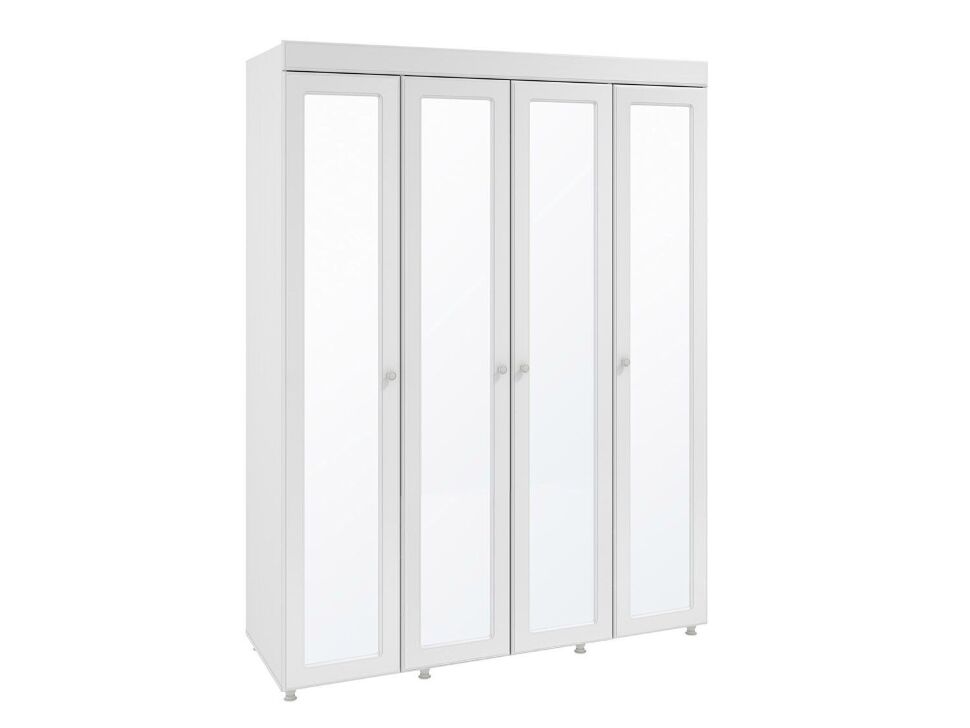 Шкаф 4-х дверный с 4-я зеркалами Монако МН-61 белое дерево