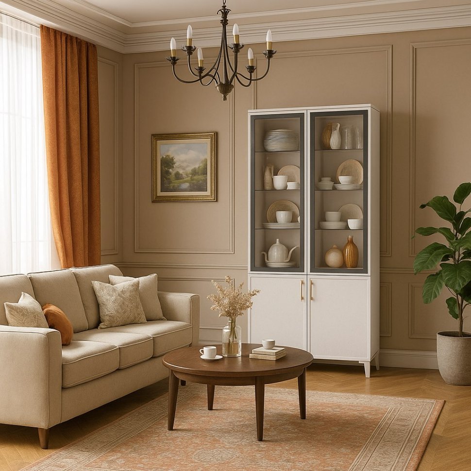 Шкаф-витрина Толедо ТШ-3, Белый