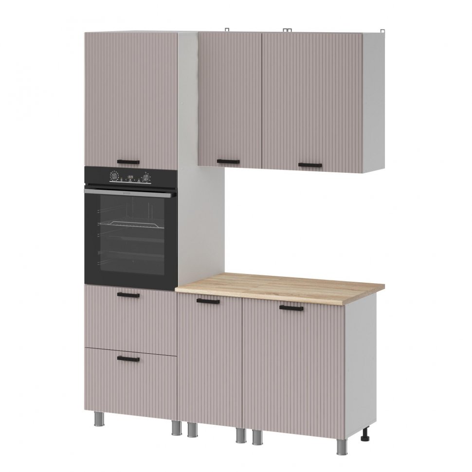 Кухня Аленушка 1,6 м ПД Лотос Кашемир,скоба антрацит,сонома