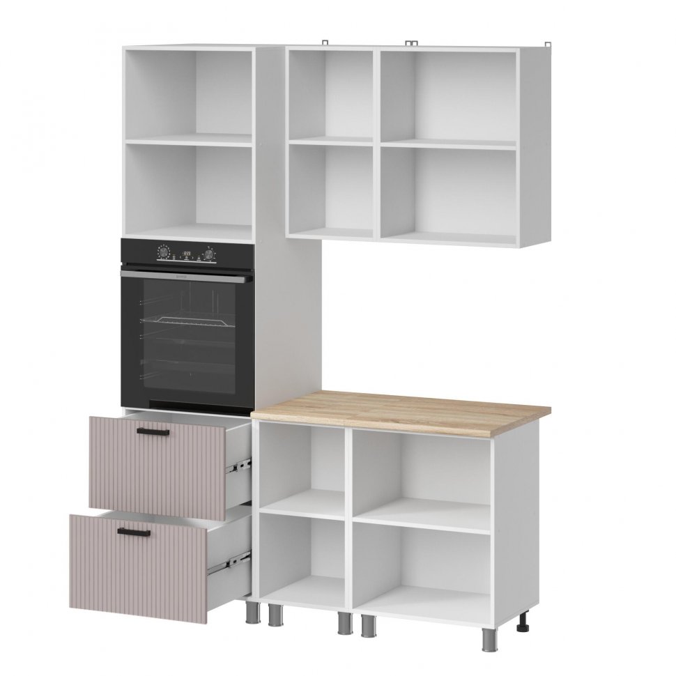 Кухня Аленушка 1,6 м ПД Лотос Кашемир,скоба антрацит,сонома