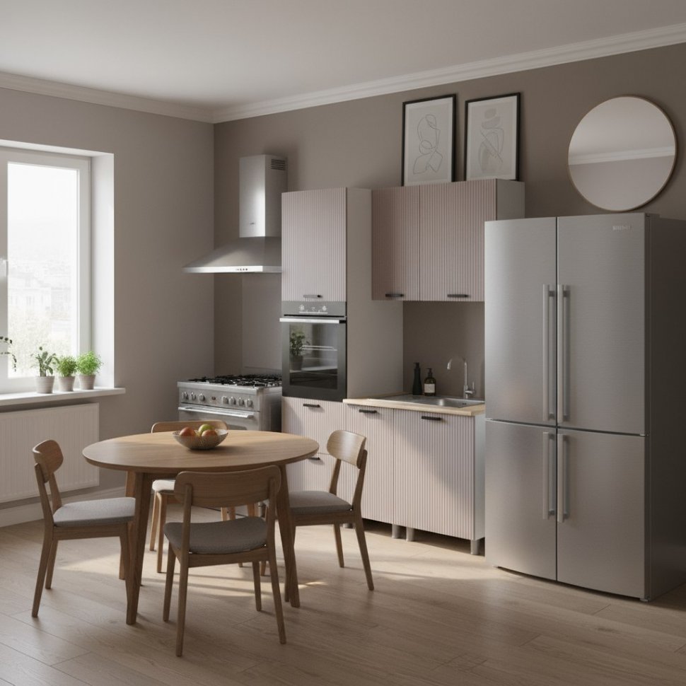 Кухня Аленушка 1,6 м ПД Лотос Кашемир,скоба антрацит,сонома