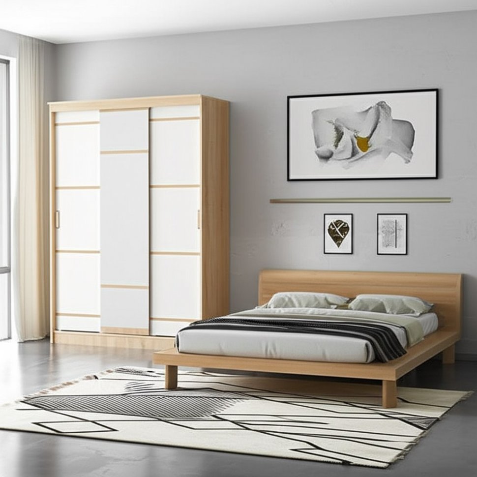 Шкаф-купе 1500 Сакура (БТС) Белый/Дуб Сонома