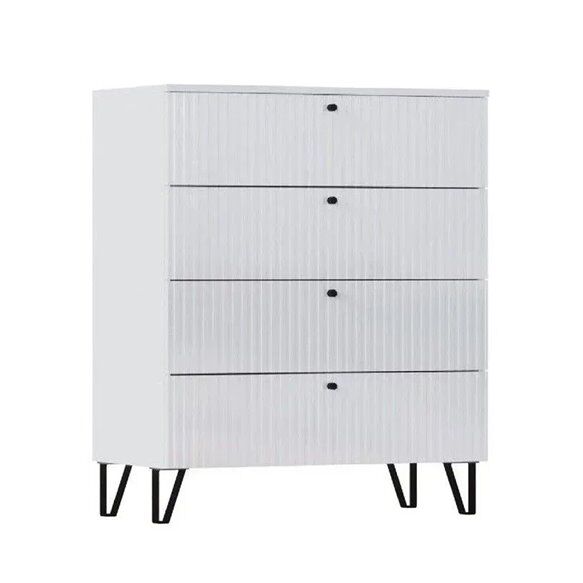 Комод Оливия с ящиками, Белый, Белый Глянец
