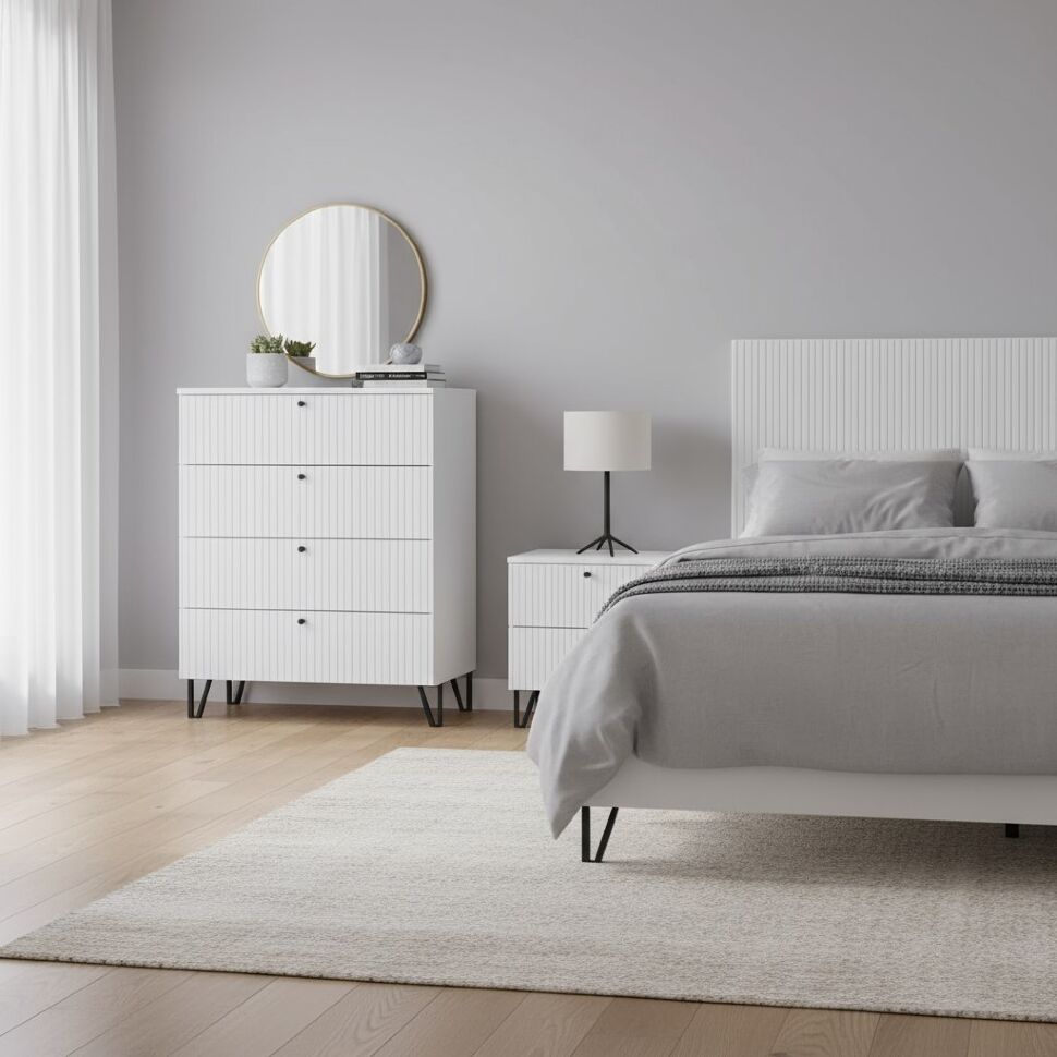Комод Оливия с ящиками, Белый, Белый Глянец