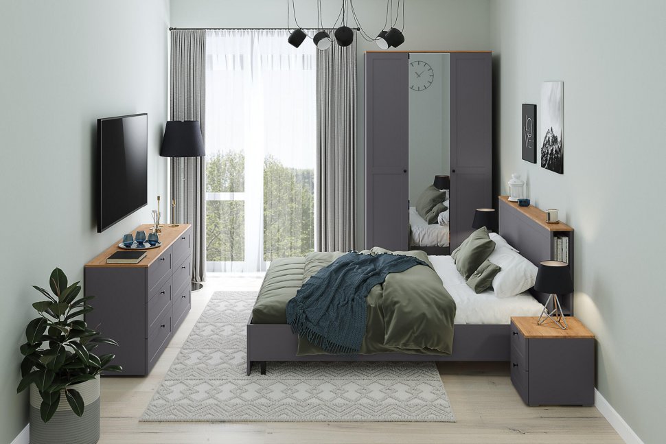 Остин Комод 16.240 Серый графит/Дуб Вотан