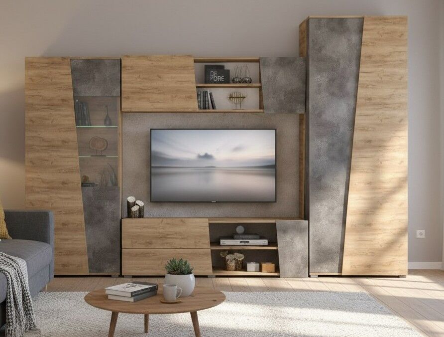 Гостиная Аллегро 10 компл. 1 / Дуб Крафт золотой/Камень темный