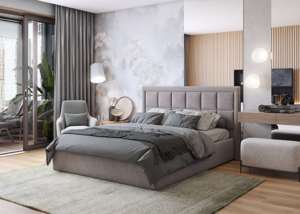 Кровать 120х200 Белла (MLK) с основанием Neo 08 Коричневый