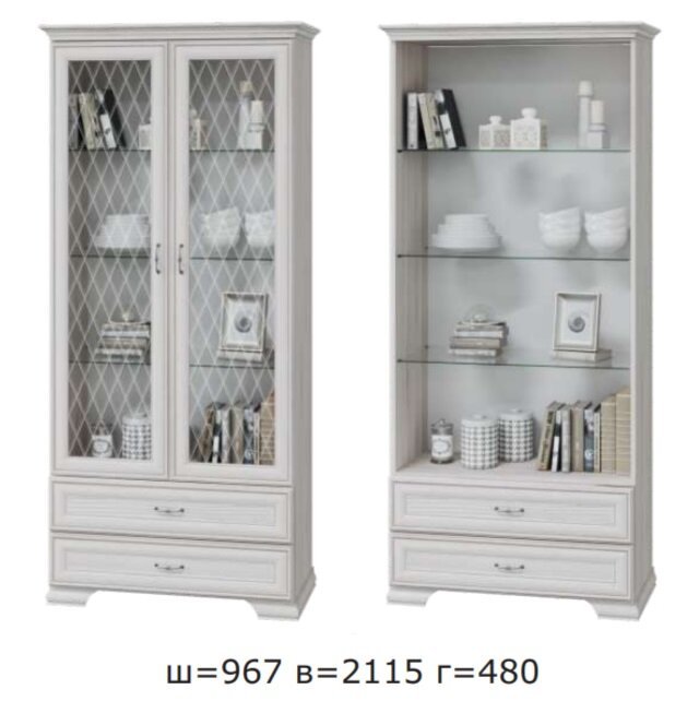 Шкаф-витрина двухдверный с ящиками Николь MLK