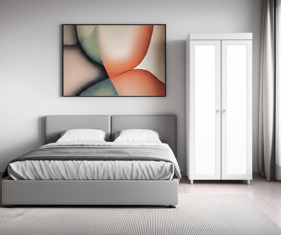 Шкаф 2-х дверный с зеркалами (гл.560) Монако МН-48 белое дерево