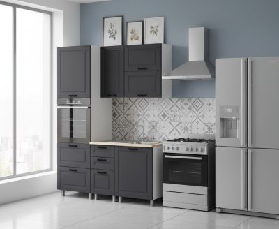 Кухня Аленушка 1,6 м ПД 2 Астра Сталь,скоба черный,сонома