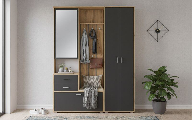 Прихожая модульная Антре 1 Дуб вотан / Диамант серый 1