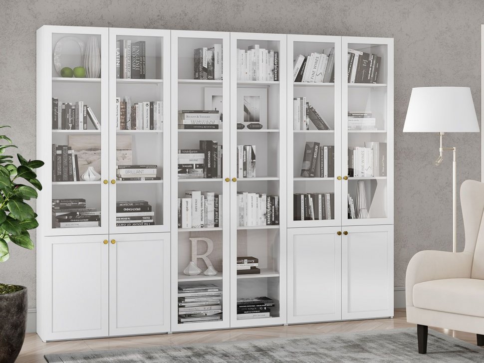 НМ 041.87 Шкаф витрина Орлеан Белый