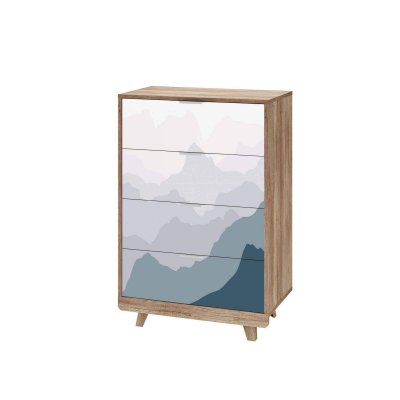 Комод Мегаполис КМ-02, дуб каньон/фотопечать аква